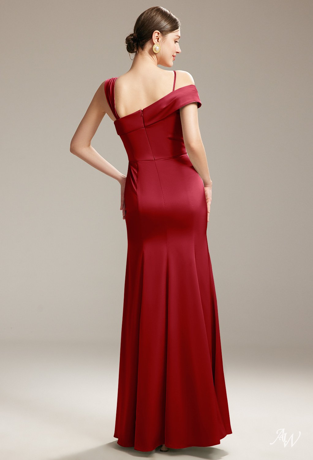 AW Poco Deep Claret Satin Charmeuse Bridesmaid Dresses image2